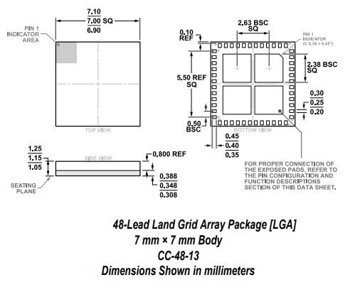 Mechanical Drawing - Analog Devices Inc. ADF4368 Microwave Wideband Synthesizer